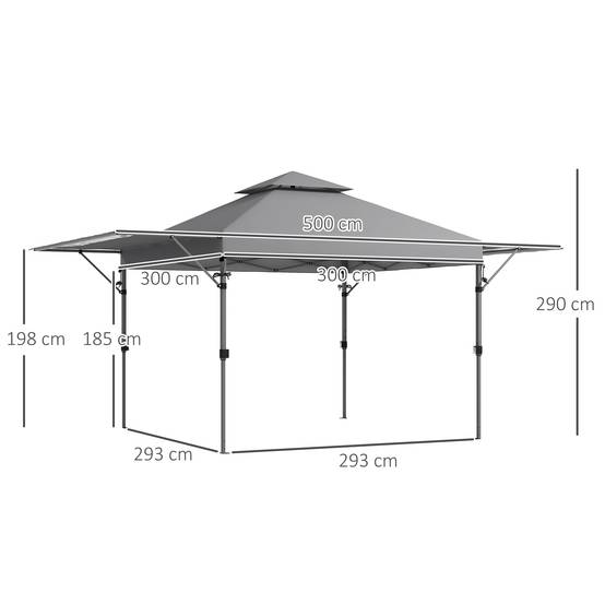 Tonnelle pliante aciers et tissu oxford 500 x 300 x 290 cm - PANGIVO - Image 5
