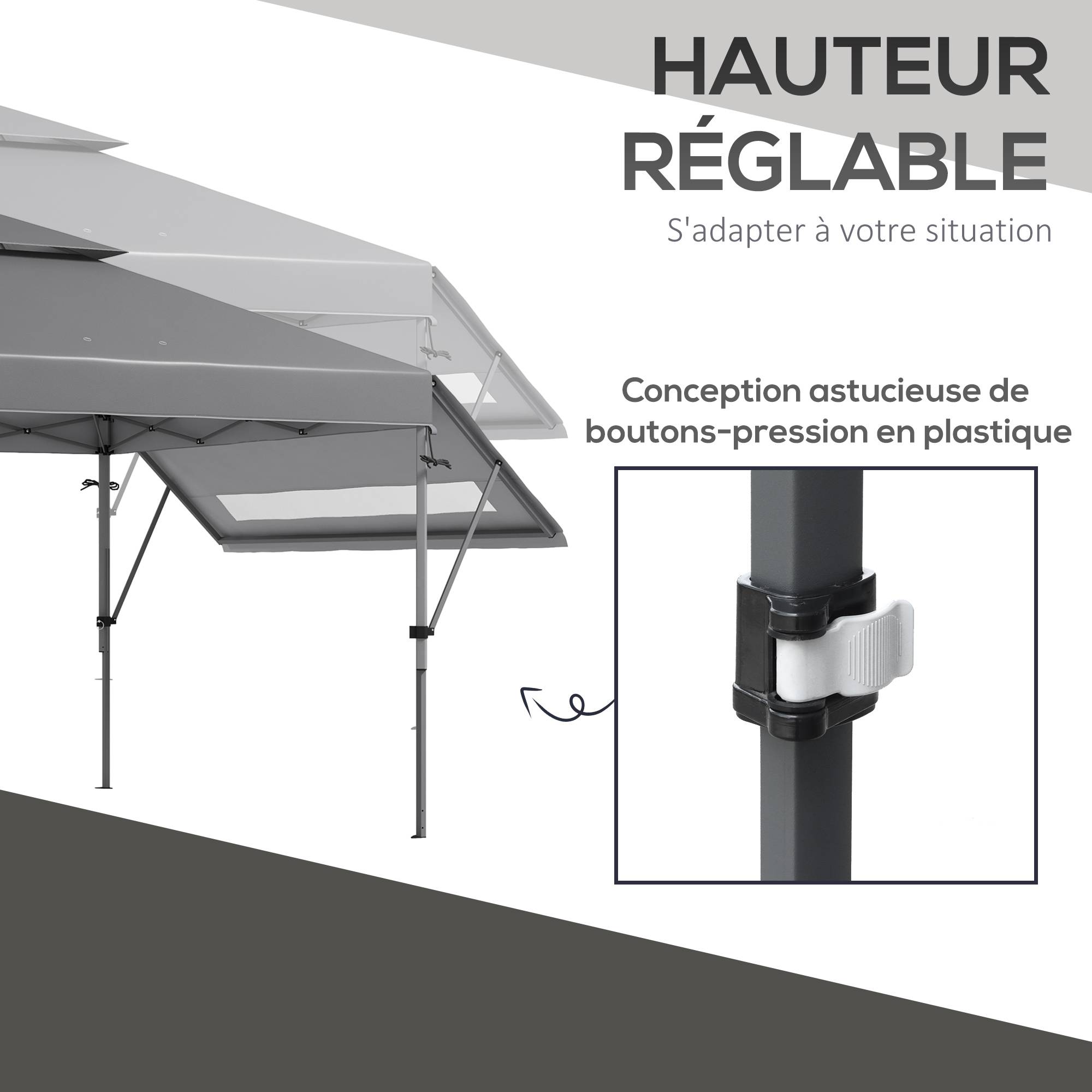 Tonnelle pliante aciers et tissu oxford 500 x 300 x 290 cm - PANGIVO - Image 10