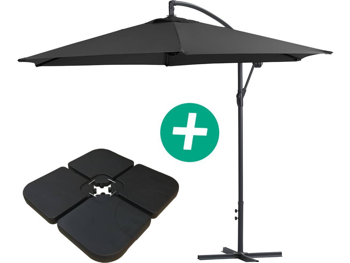 Habitat Et Jardin - Parasol Jardin Déporté Alu "ilios" - Rond - ø 3 M - Noir - Dalles Incluses -habitat Et Jardin - Image 1