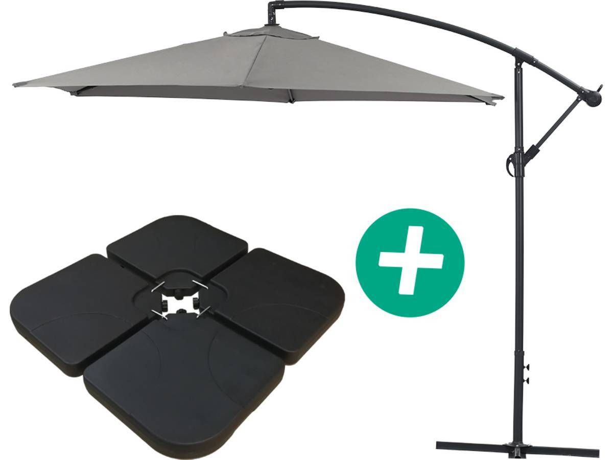 Habitat Et Jardin - Parasol Jardin Déporté Alu "ilios" - Rond - ø 3 M - Gris - Dalles Incluses -habitat Et Jardin - Image 1