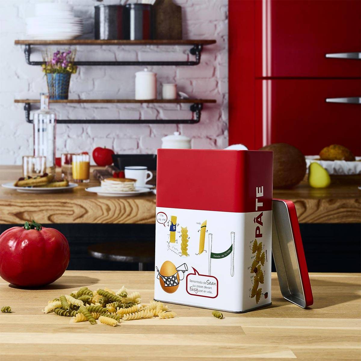 Cook Concept - Boîte à Pâtes en Métal "Ludique" 18cm Rouge - Image 4