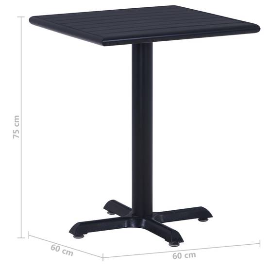 Table de jardin métal et bois plastique noir 60 x 60 x 75 cm - PANGIVO - Image 6