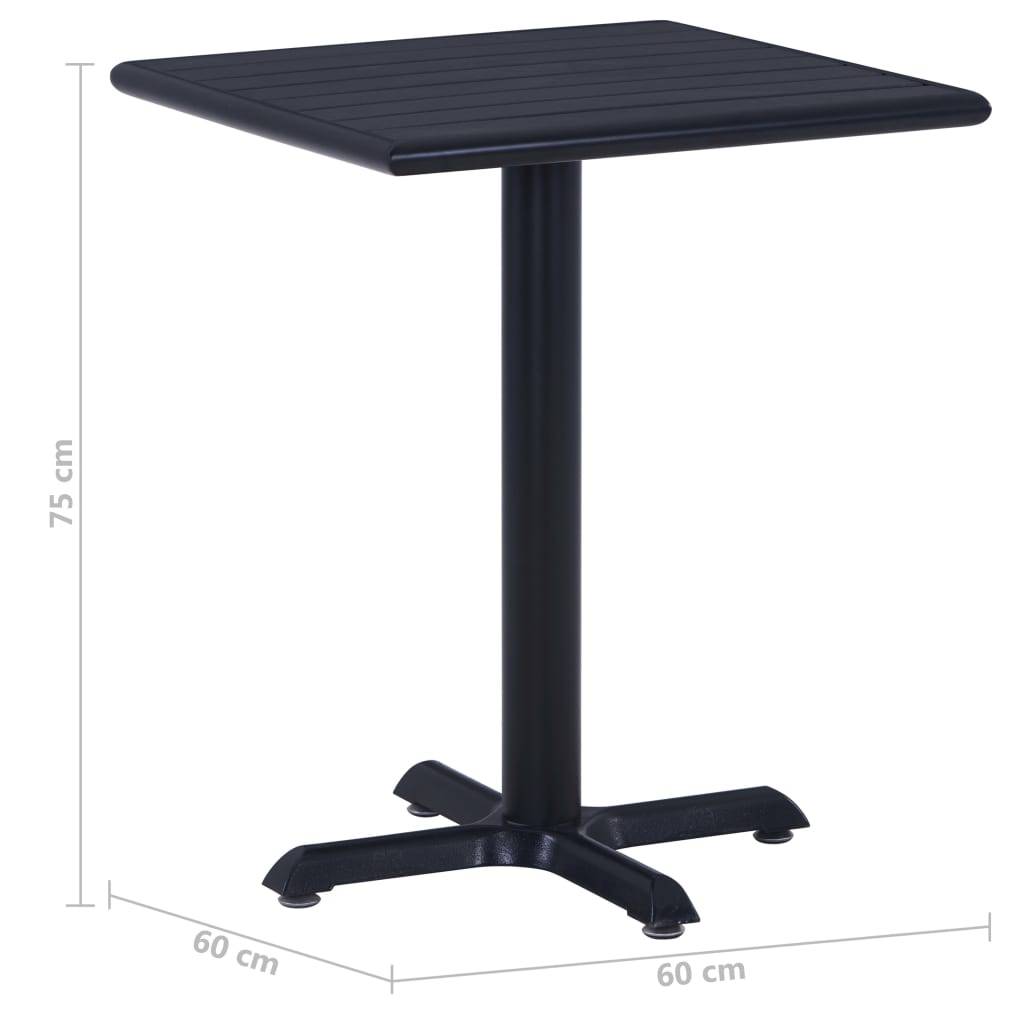 Table de jardin métal et bois plastique noir 60 x 60 x 75 cm - PANGIVO - Image 6