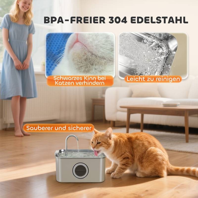 ComfortXL - Fontaine à Eau Chat Inox 3,2L Distributeur Silencieux Filtre Charbon LED - ComfortXL Pet Living - Image 3
