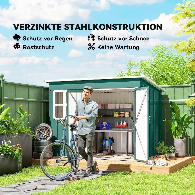 ComfortXL - Abri de jardin acier galvanisé extérieur rangement outils avec fenêtre 4,13m² vert - ComfortXL Outdoor Living - Image 4