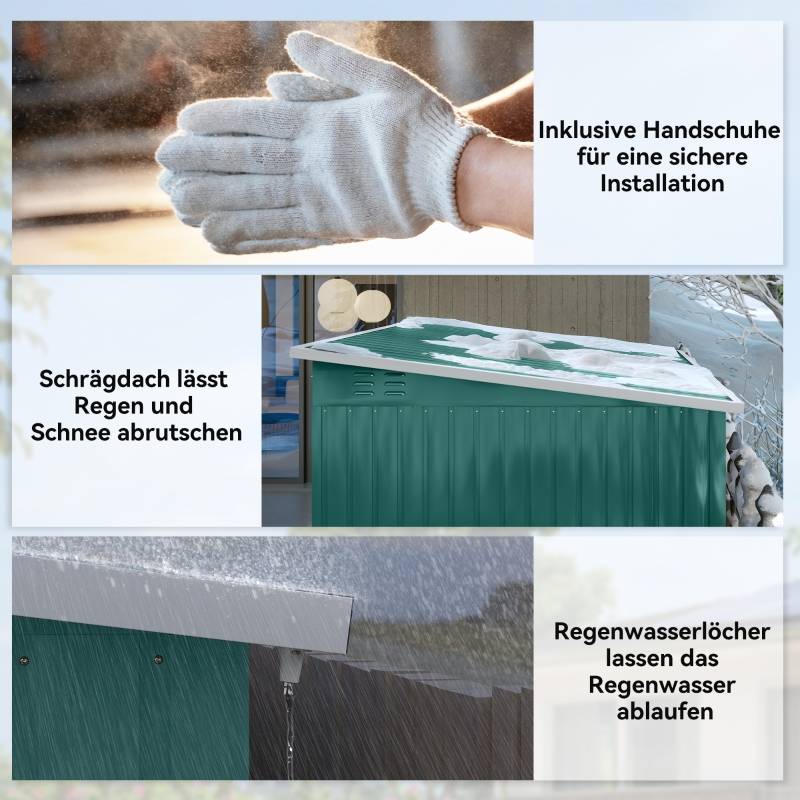 ComfortXL - Abri de jardin acier galvanisé extérieur rangement outils avec fenêtre 4,13m² vert - ComfortXL Outdoor Living - Image 8