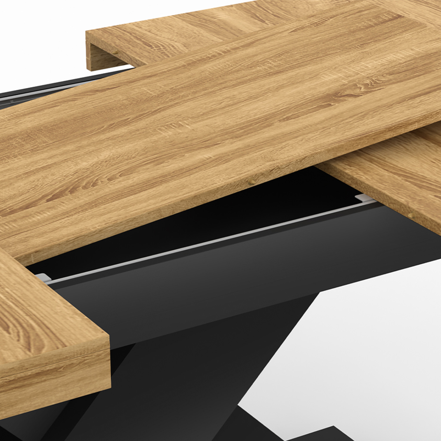 Table à manger extensible rectangle ALICIA 6-10 personnes bois et noir 160-200 cm - Image 6