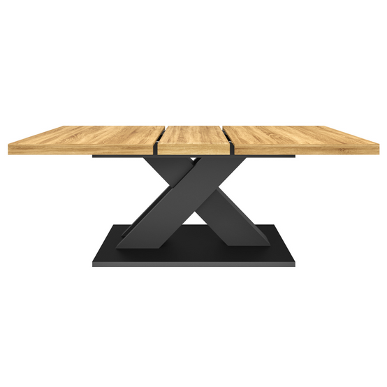 Table à manger extensible rectangle ALICIA 6-10 personnes bois et noir 160-200 cm - Image 3