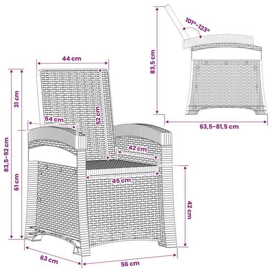 PANGIVO - Lot de 2 chaises de jardin inclinables polypropylène anthracite 63 x 56 x 92 cm - PANGIVO - Image 9