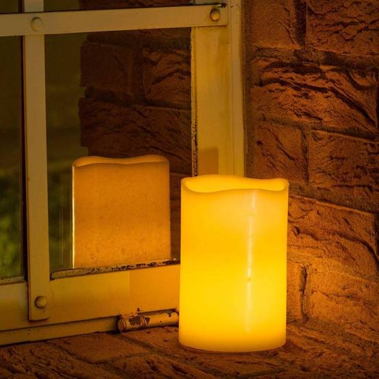 Bougie cire Ivoire cylindrique Ø10cm, 2 LED BLANC CHAUD Lotti - Image 9