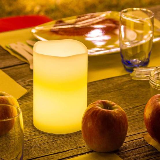 Bougie cire Ivoire cylindrique Ø10cm, 2 LED BLANC CHAUD Lotti - Image 5