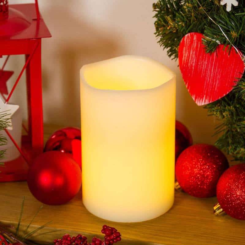 Bougie cire Ivoire cylindrique Ø10cm, 2 LED BLANC CHAUD Lotti - Image 4