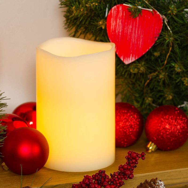 Bougie cire Ivoire cylindrique Ø10cm, 2 LED BLANC CHAUD Lotti - Image 3
