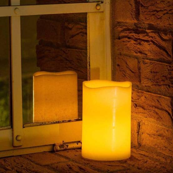 Bougie cire Ivoire cylindrique Ø10cm, 2 LED BLANC CHAUD Lotti - Image 6