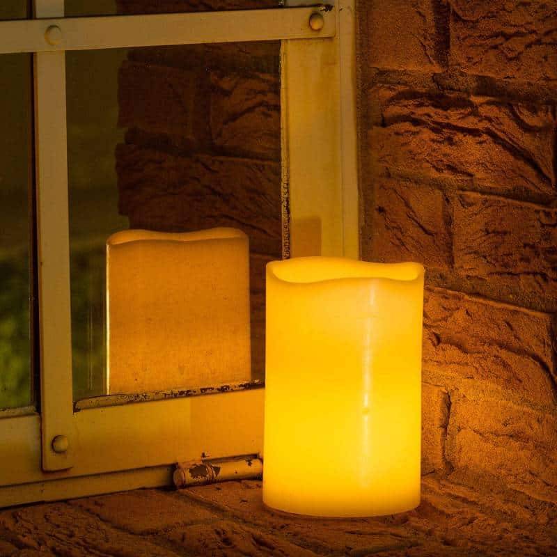 Bougie cire Ivoire cylindrique Ø10cm, 2 LED BLANC CHAUD Lotti - Image 6