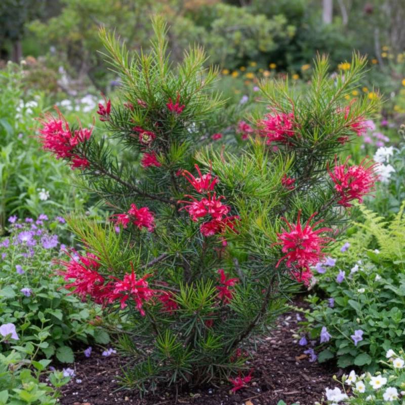 Grévilléa à feuilles de genévrier, Grevillea à fleurs Rose - feuillage Persistant - Pot de 7,5L - 40/60 cm-  hauteur à maturité De 0,50 m à 1,00 m - Image 2