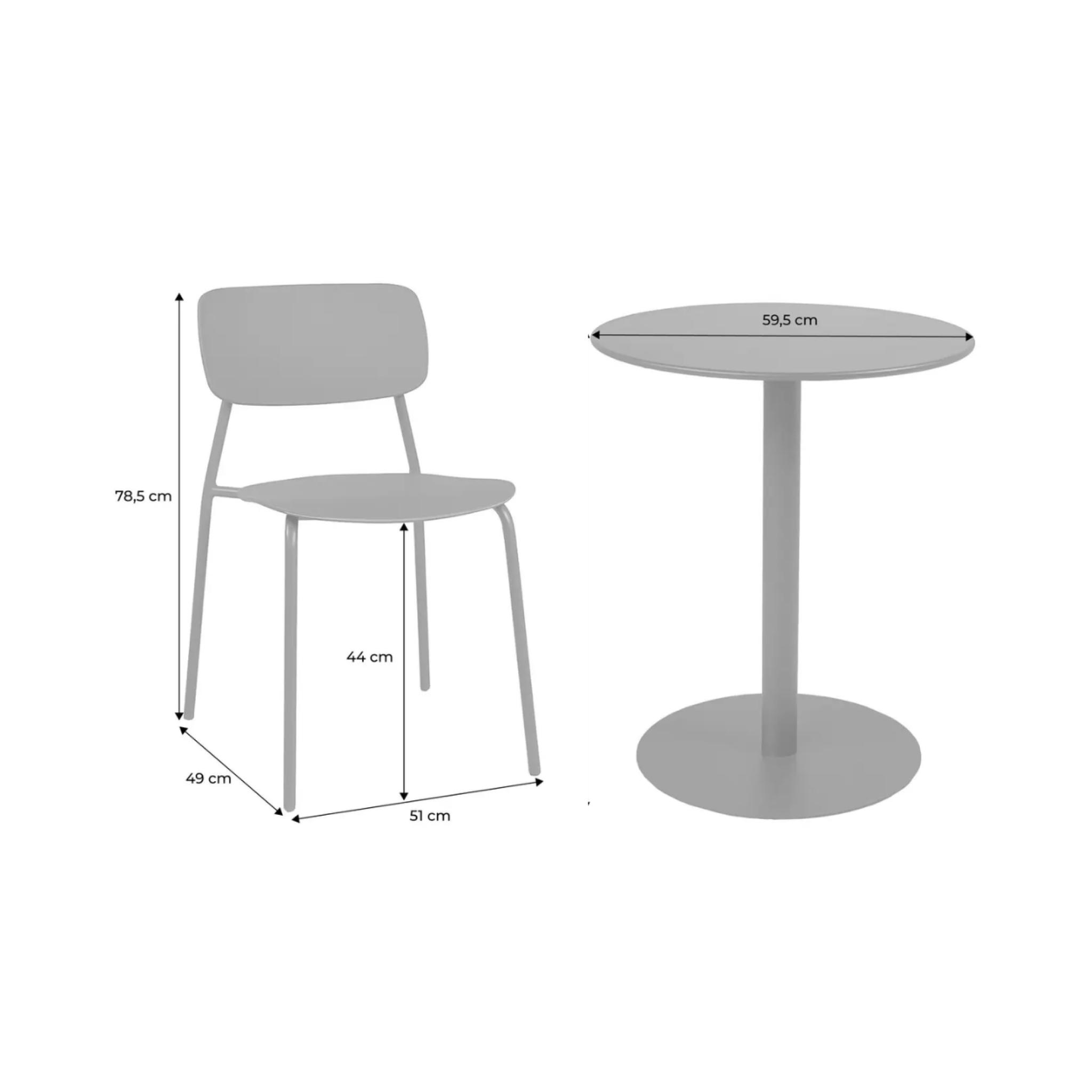 Table de jardin bistrot ronde acier + 2 assises Ø60cm anthracite - Orea ...