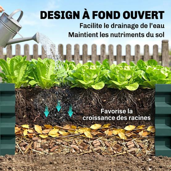 Sans Marque - Carré potager de jardin tôle d'acier ondulée 120 x 120 x 30 cm vert foncé - Image 8