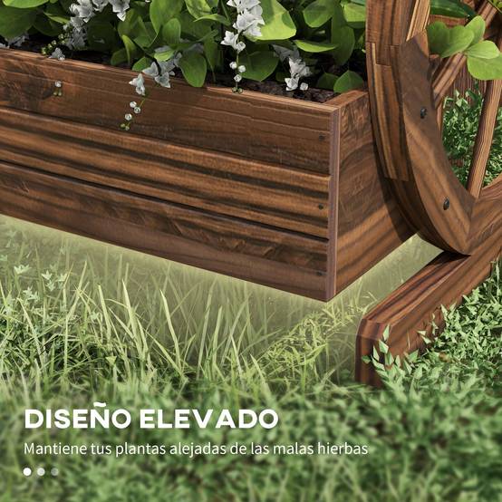 Jardinière en bois, pot de fleurs d'extérieur à 3 niveaux, design échelle, trous de drainage, 61 x 62 x 57 cm, carbonisé - Image 8