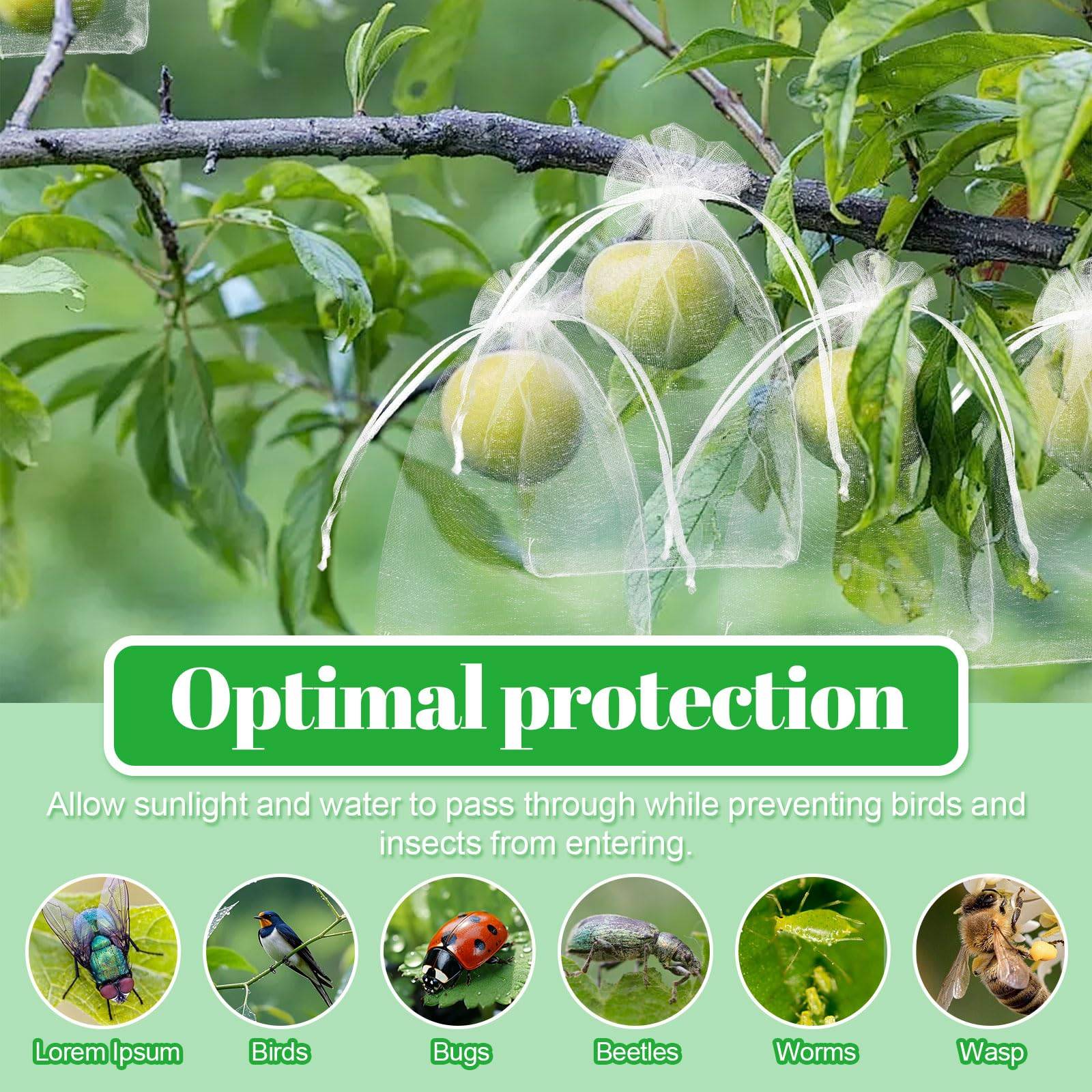 100 Pièces Sachet Organza avec Cordon de Serrage Sac de Protection de Raisins Réutilisable Jardin Protéger Sacs Protection pour Fruits-Lytech - Image 4