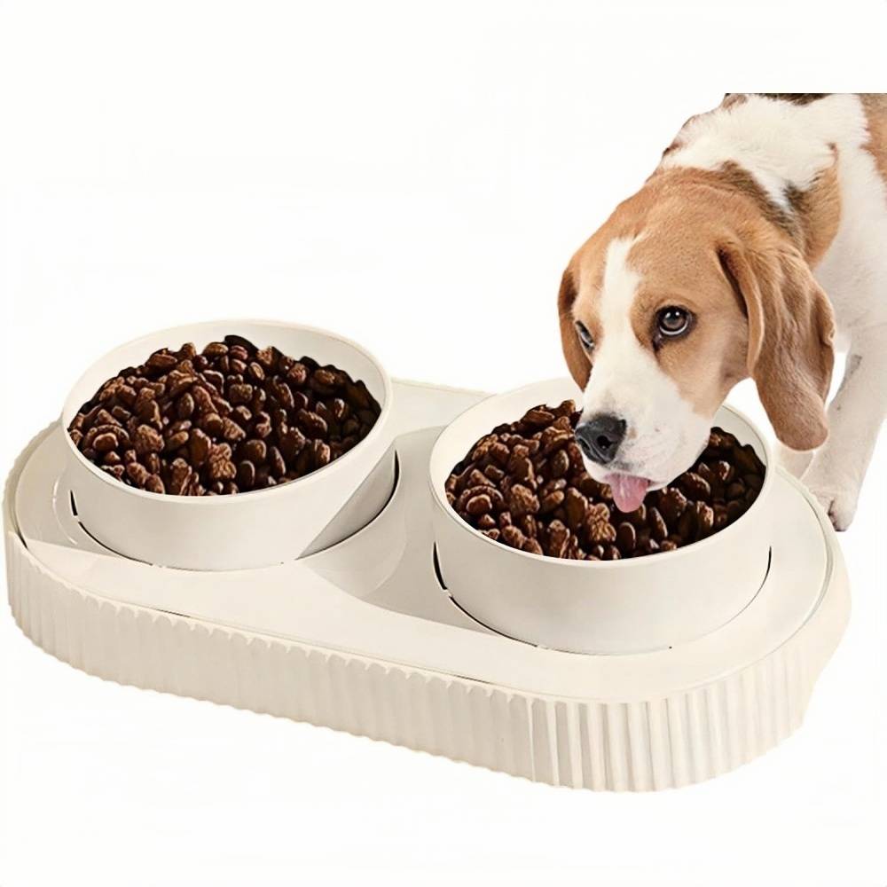 Double Gamelle en Céramique pour Chats Intérieurs ou Extérieurs Blanche - Lytech - Image 1