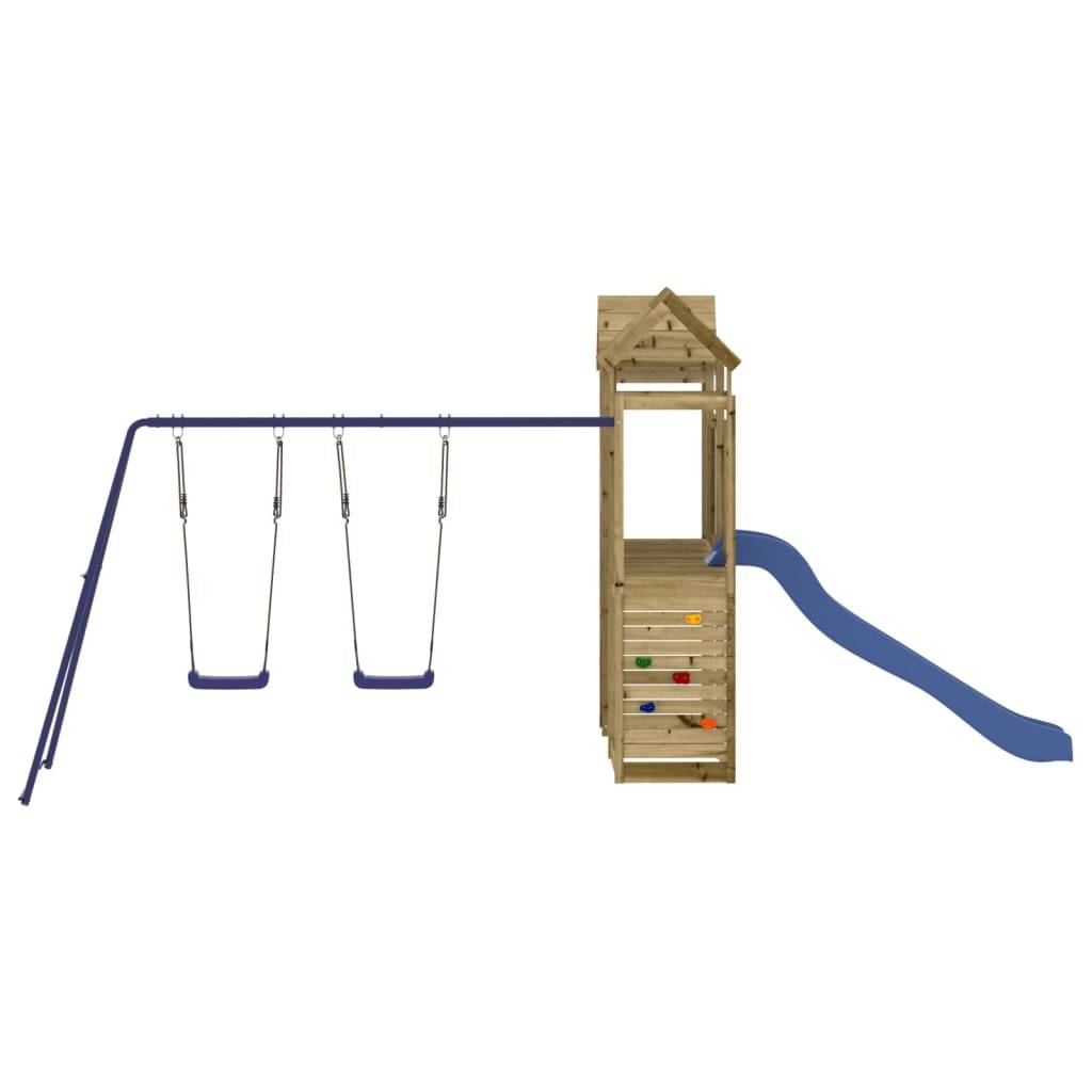 Helloshop26 - Aire de jeux d'extérieur escalade balançoires toboggan portiques robuste jeux jardin 495 x 339 x 214 cm bois de pin imprégné - Image 2
