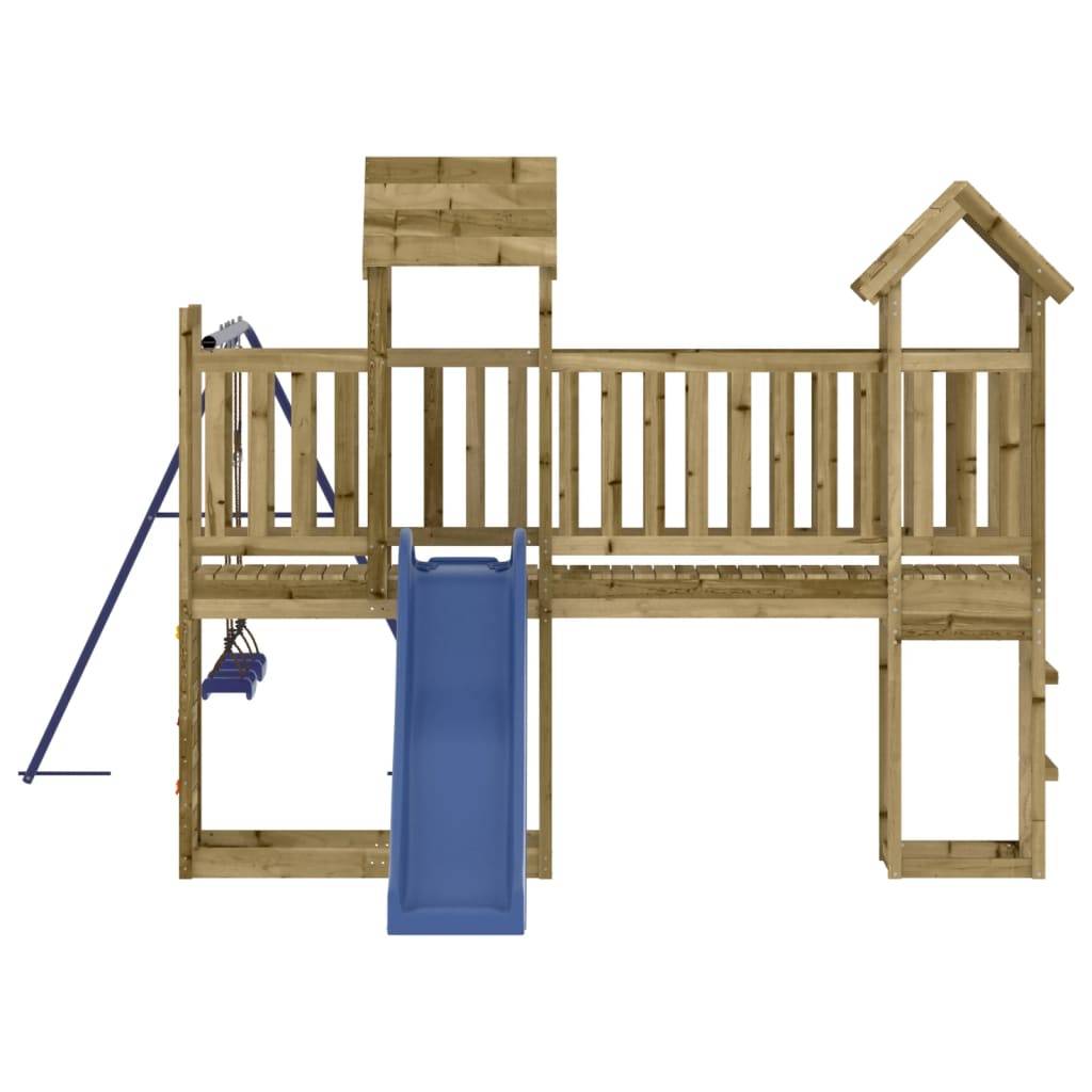 Helloshop26 - Aire de jeux d'extérieur escalade balançoires toboggan portiques robuste jeux jardin 495 x 339 x 214 cm bois de pin imprégné - Image 3