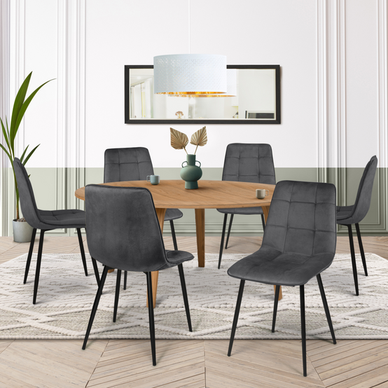 Lot de 6 chaises MILA en velours gris foncé pour salle à manger - Image 1