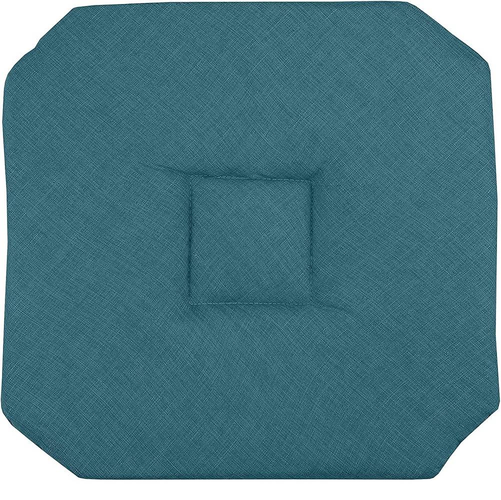 Galette de chaise 4 rabats 40 x 40 cm turquoise chinee - Image 2
