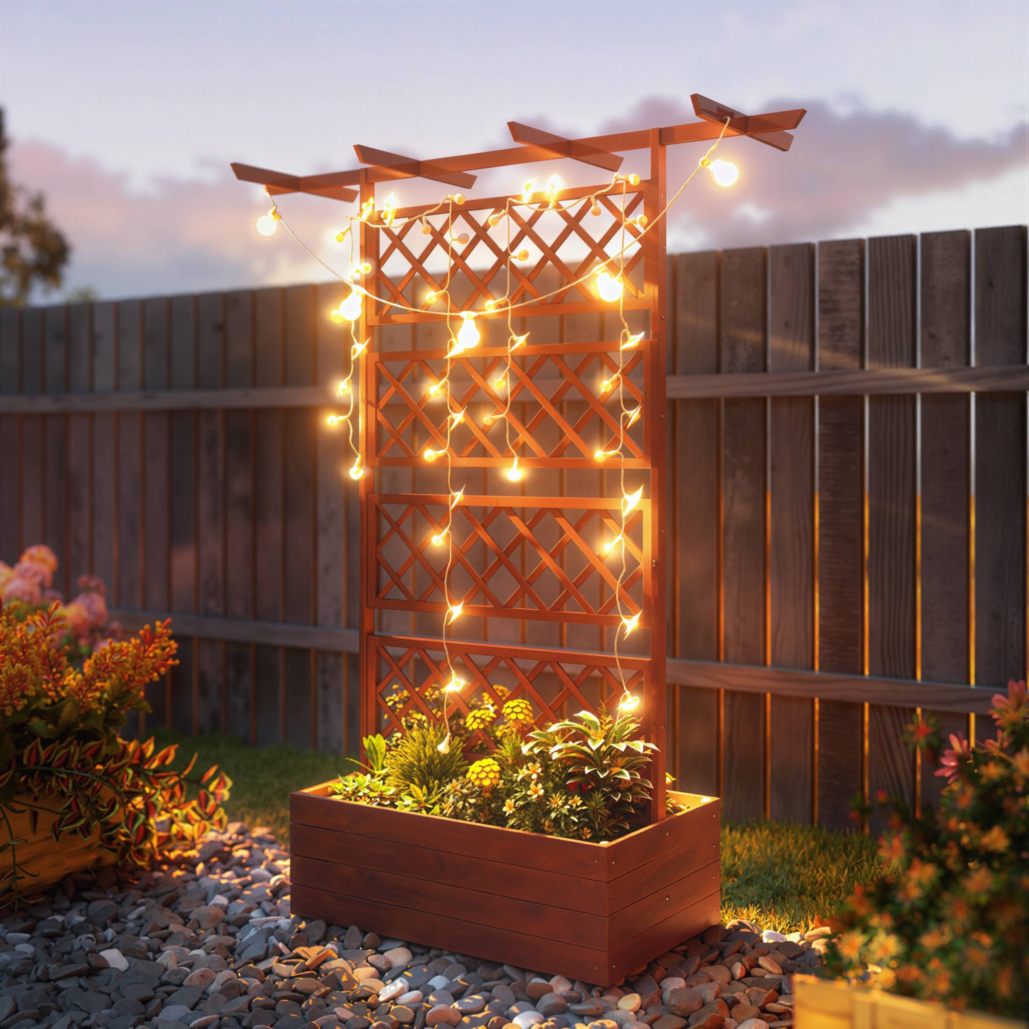Jardinière treillis toit bois sapin extérieur barres suspension 160x55x183cm naturel - ComfortXL Outdoor Living - Image 10