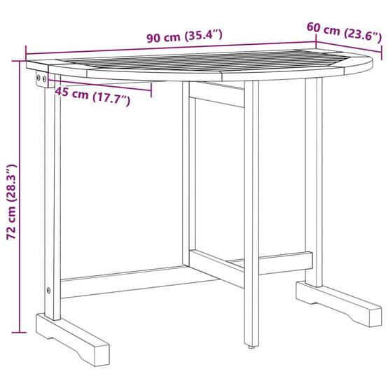 Table de Balcon Pliante Murale 90x60cm en Bois d'Acacia Massif, Solution Gain de Place Intelligente – ComfortXL Outdoor Living - Image 10