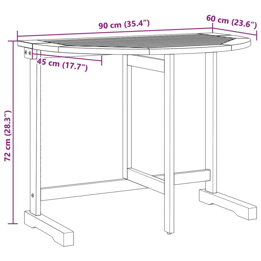 Table de Balcon Pliante Murale 90x60cm en Bois d'Acacia Massif, Solution Gain de Place Intelligente – ComfortXL Outdoor Living - Image 10