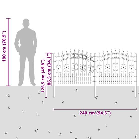 Clôture de jardin - Panneau de clôture - Palissade Gris 140 cm Acier peint par poudre g559 - Image 6