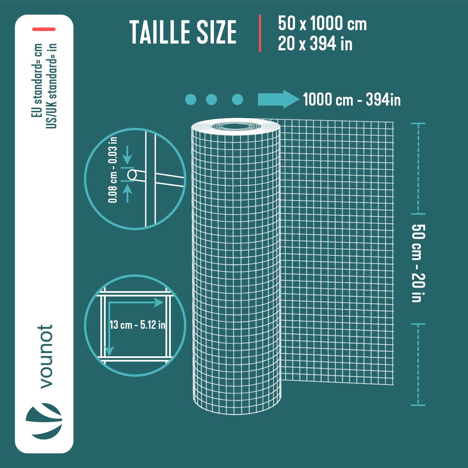 Grillage soudé plastifié PVC rouleau 0.5x10m vert - Maille 13mm Fil 0.8mm - Treillis et clôture métallique VOUNOT® - Image 3