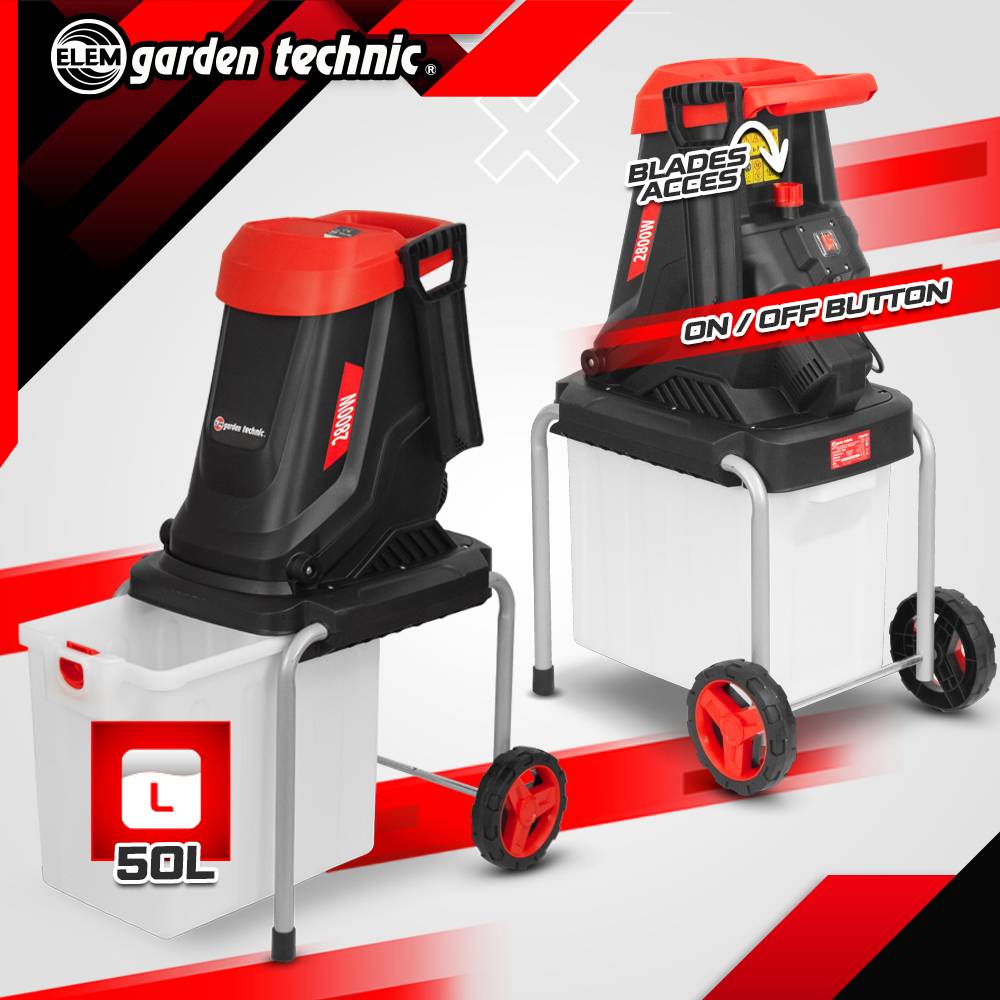 Elem Garden Technic - Broyeur de végétaux électrique 2800W avec bac récupérateur 50L - Image 3