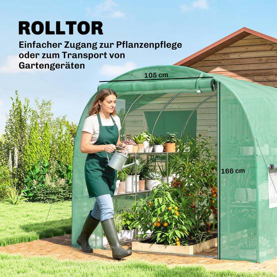 Serre de jardin acier galvanisé et PE pour potager avec étagères intégrées 275x198x191cm vert - ComfortXL Outdoor Living - Image 9