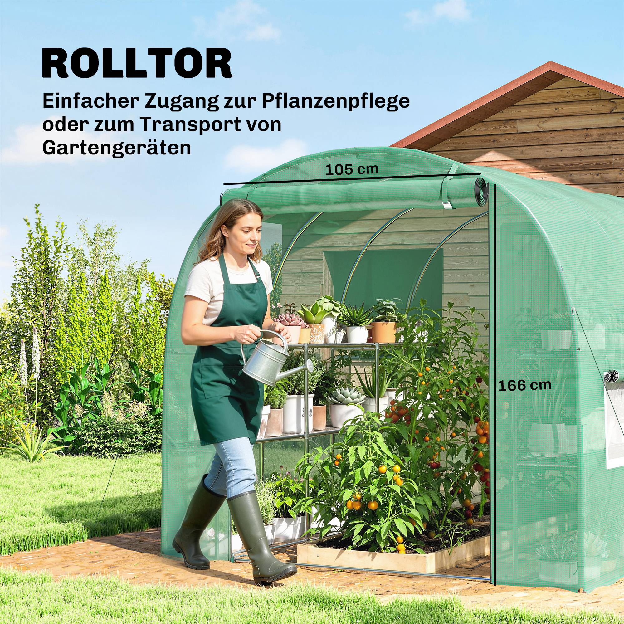 Serre de jardin acier galvanisé et PE pour potager avec étagères intégrées 275x198x191cm vert - ComfortXL Outdoor Living - Image 9