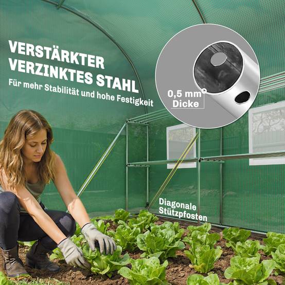 Serre de jardin acier galvanisé et PE pour potager avec étagères intégrées 275x198x191cm vert - ComfortXL Outdoor Living - Image 7