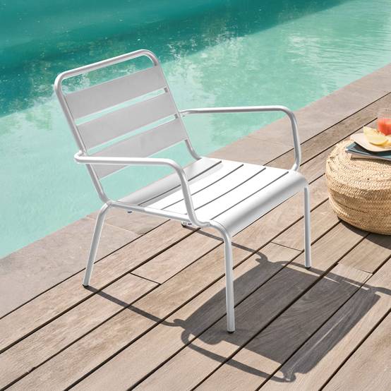 Oviala - Fauteuil de jardin bas relax acier blanc Palavas - Oviala - Image 2