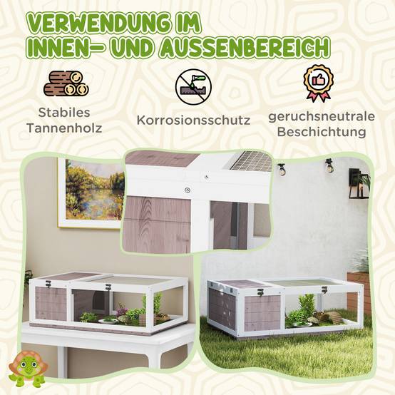 Enclos pour tortue bois marron 91 x 60.5 x 32 cm - PANGIVO - Image 6