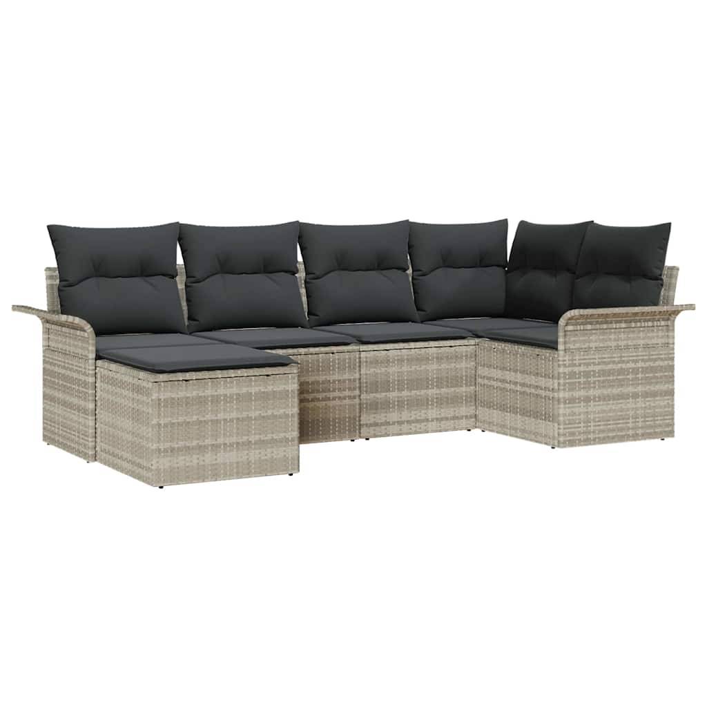 Salon de jardin 6 places polyrotin avec table relevable et rangement pour terrasse Gris Clair – ComfortXL Outdoor Living - Image 2