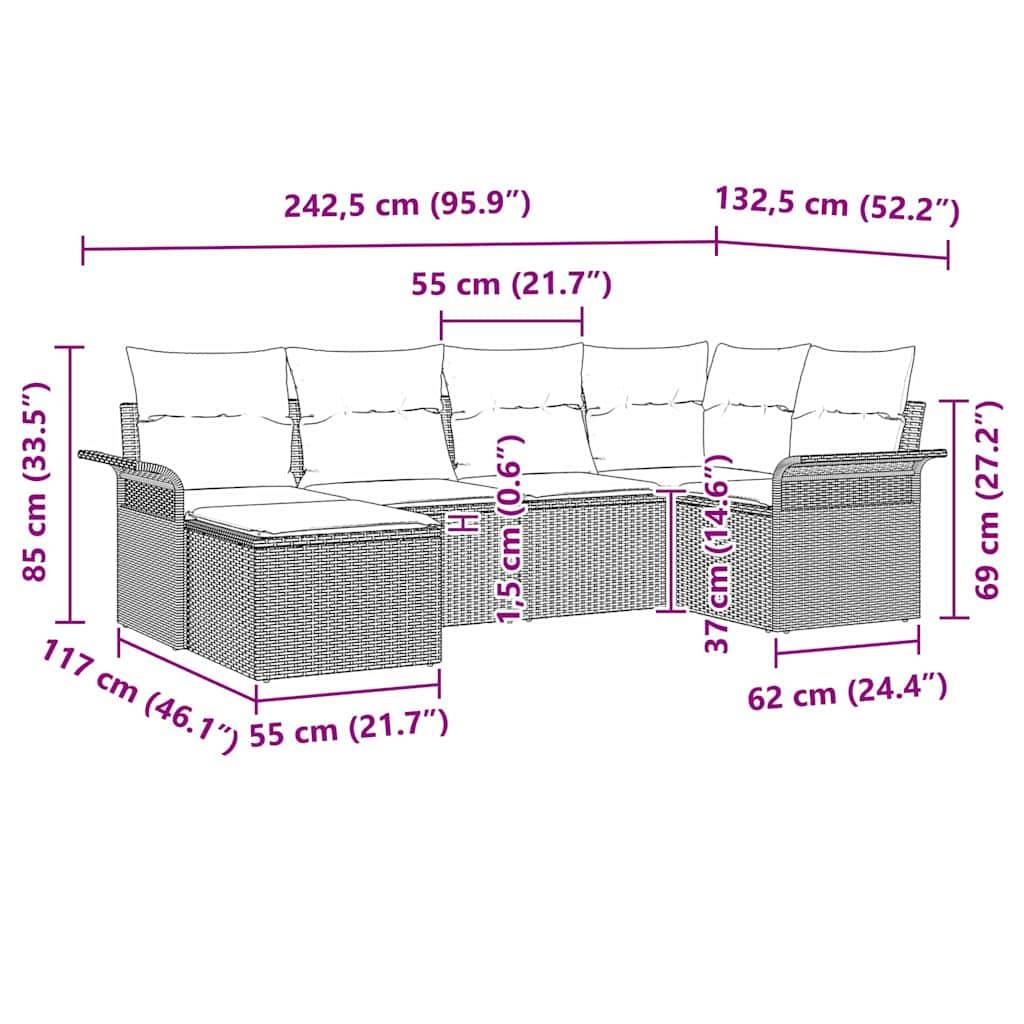 Salon de jardin 6 places polyrotin avec table relevable et rangement pour terrasse Gris Clair – ComfortXL Outdoor Living - Image 5