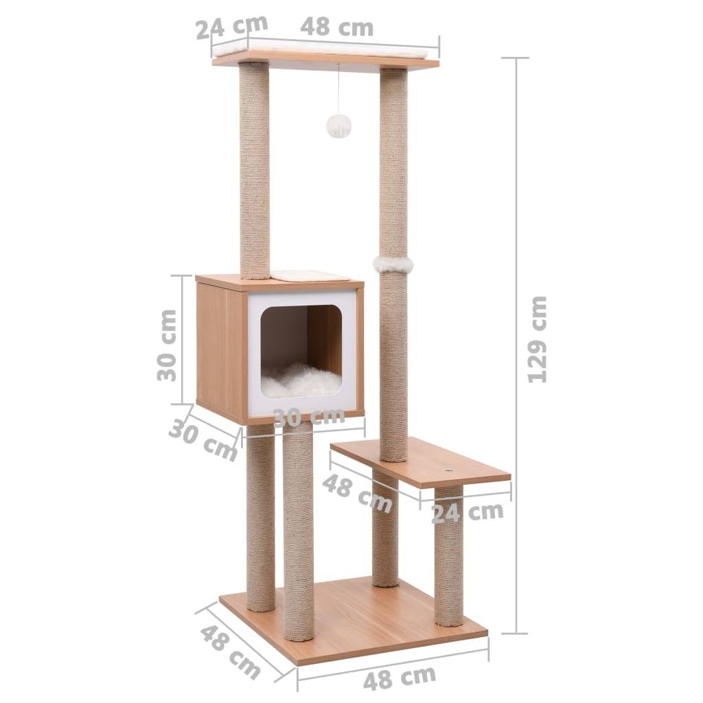 Vidaxl - Arbre à chat avec tapis à gratter en sisal 129 cm vidaXL 170917 - Image 3