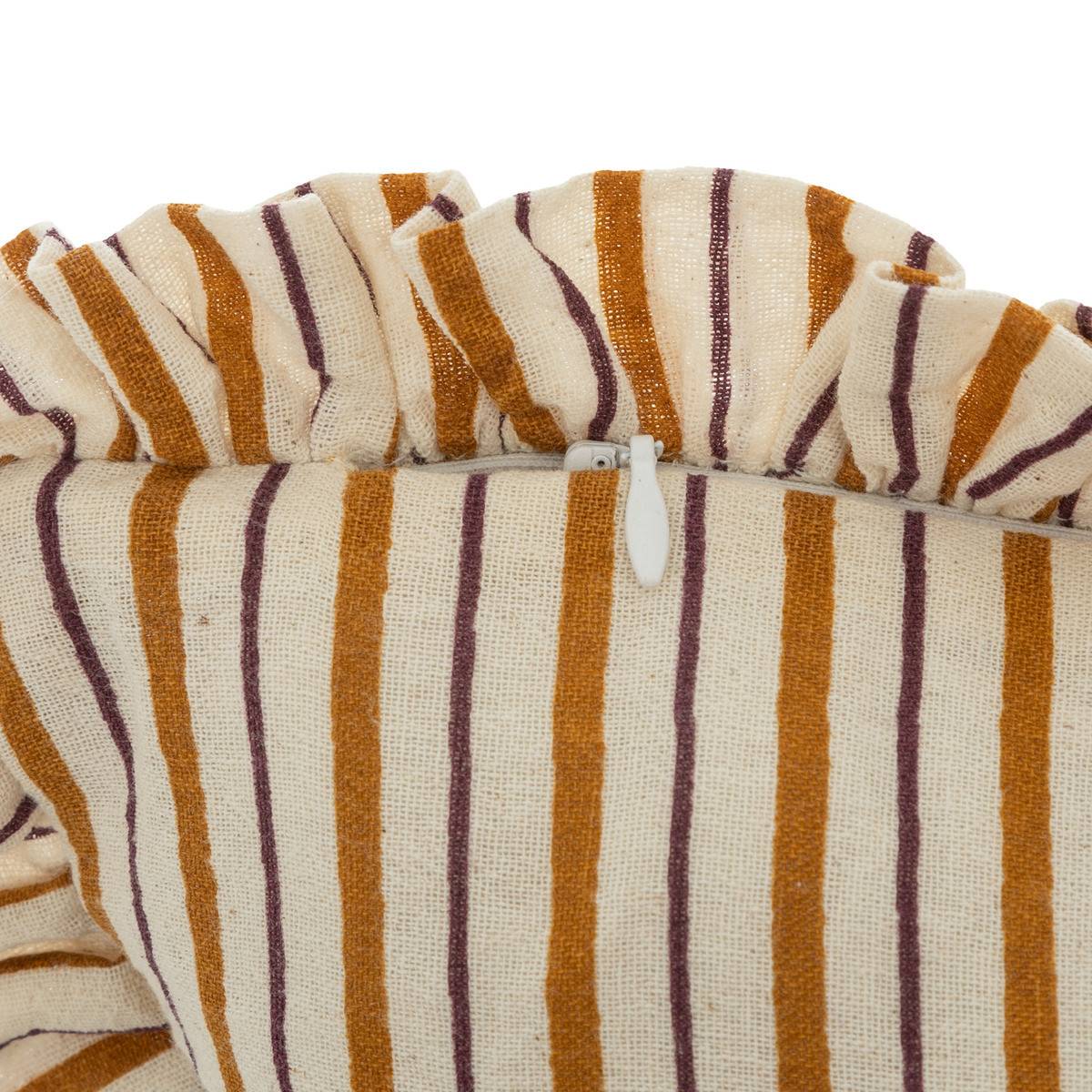 Coussin décoratif réversible à volant Violet et Cannelle  46 x 46 cm - Image 4