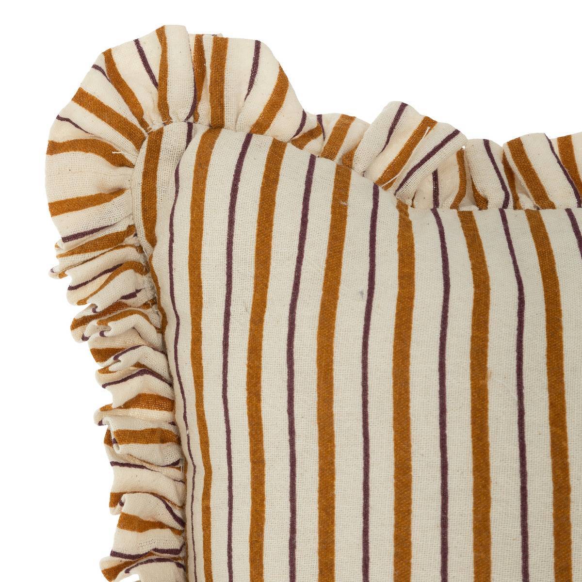 Coussin décoratif réversible à volant Violet et Cannelle  46 x 46 cm - Image 3
