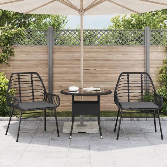 Lot de 2 Fauteuils Bas de Jardin Résine Tressée avec Coussins pour Terrasse Noir – ComfortXL Outdoor Living - Image 3