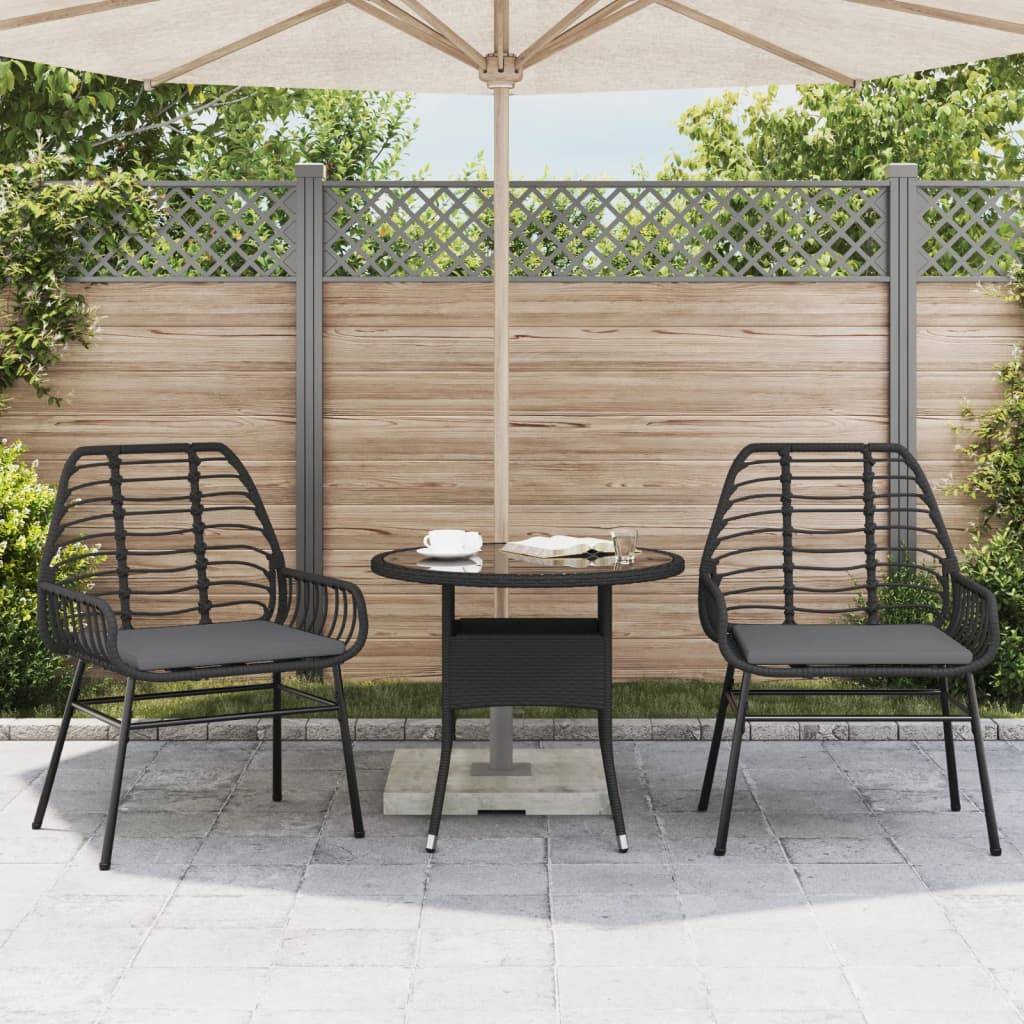 Lot de 2 Fauteuils Bas de Jardin Résine Tressée avec Coussins pour Terrasse Noir – ComfortXL Outdoor Living - Image 3