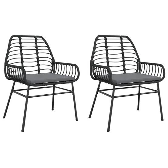 Lot de 2 Fauteuils Bas de Jardin Résine Tressée avec Coussins pour Terrasse Noir – ComfortXL Outdoor Living - Image 2