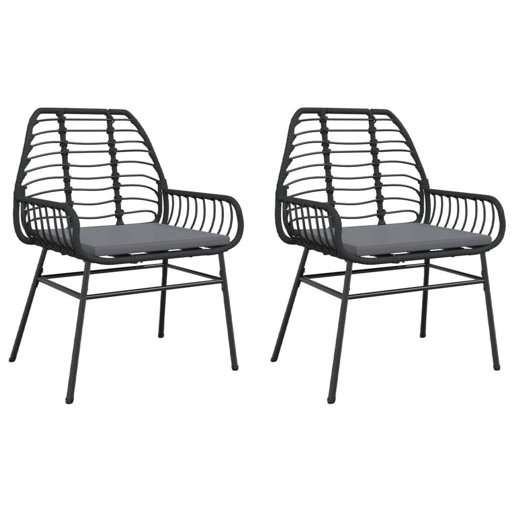 Lot de 2 Fauteuils Bas de Jardin Résine Tressée avec Coussins pour Terrasse Noir – ComfortXL Outdoor Living - Image 2