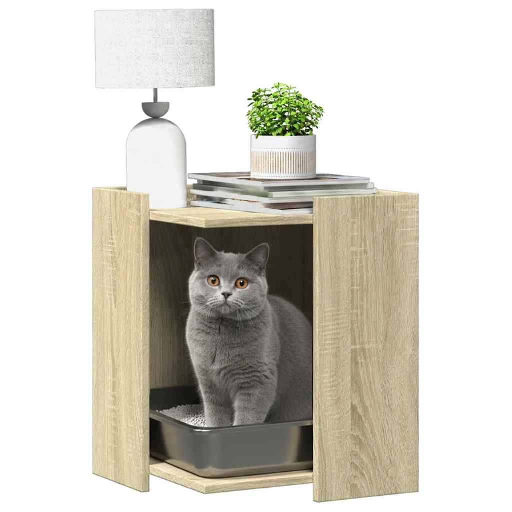 Vidaxl - Meuble de bac à litière pour chat chêne sonoma bois ingénierie vidaXL 857744 - Image 4